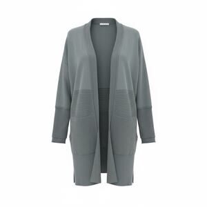 Fundamental Coast Women Large  Flipside Fleece Slate Grey Long Cozy Cardigan